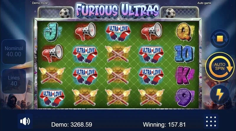 Furious Ultras - pantalla de juego principal con la tribuna